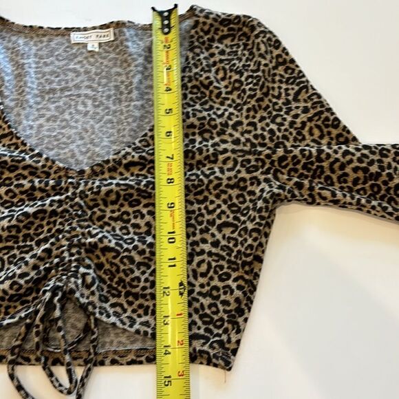 Emory Park Leopard Cheetah Animal Print Crop Cropped Long Sleeve Shirt‎ small - Picture 5 of 7